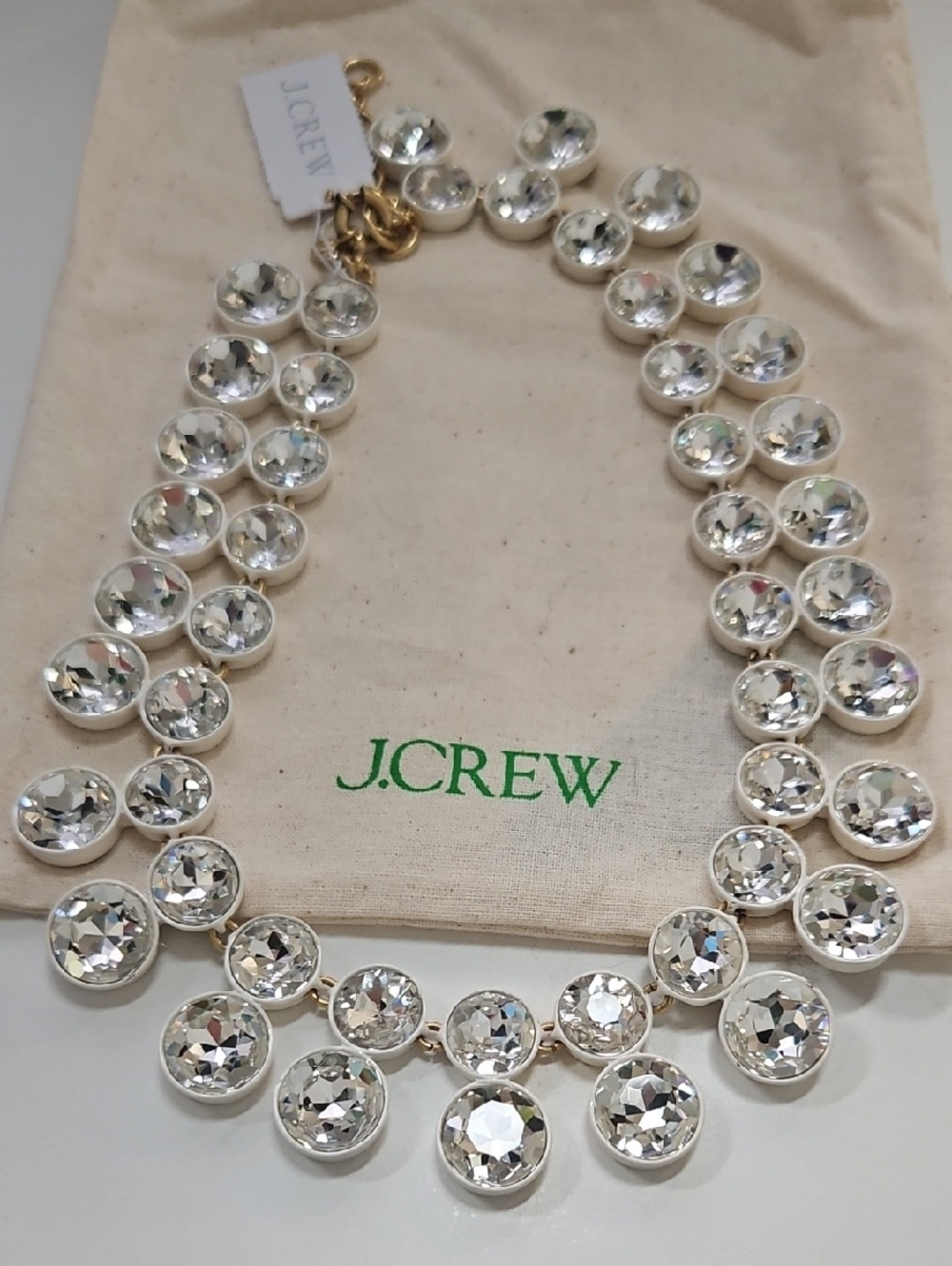 J. Crew NWT Double Drop Brulee Necklace, Shine Bright Like A Diamond!